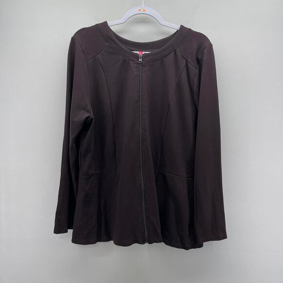 Ruby Ribbon Mink Brown Ponte Full Zipper Jacket‎ Style 0104 - Picture 1 of 7